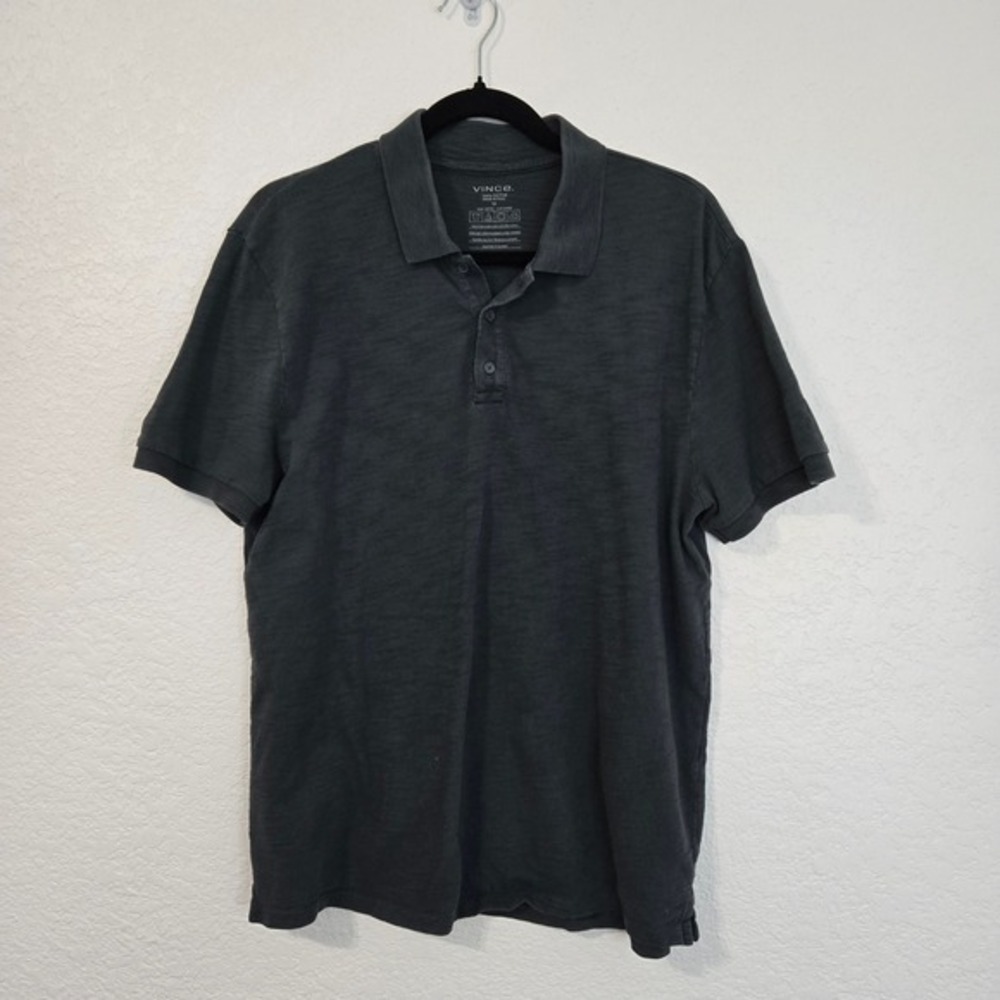 Vince Mens M Gray Cotton Short Sleeve Polo Shirt‎ Casual Everyday